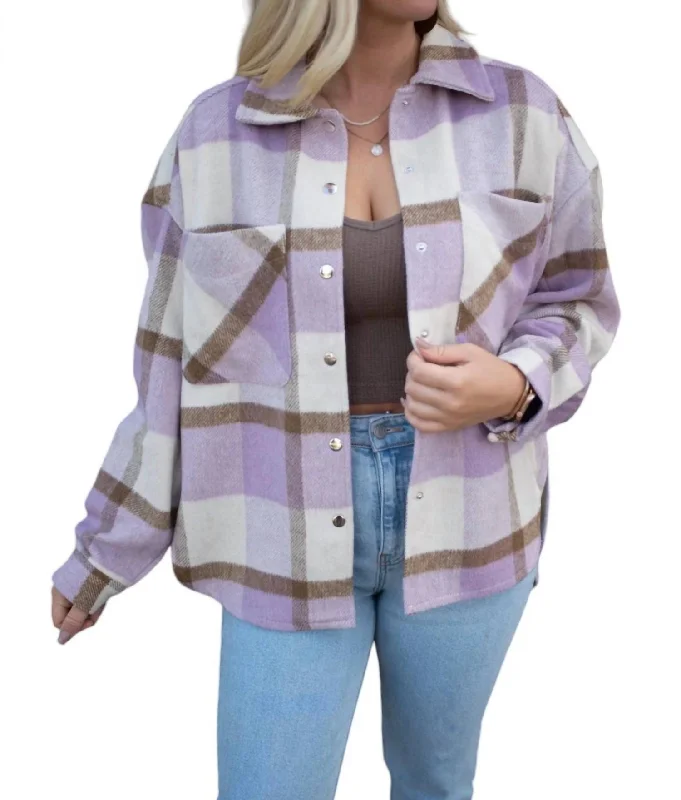 Flannel Shacket In Lilac