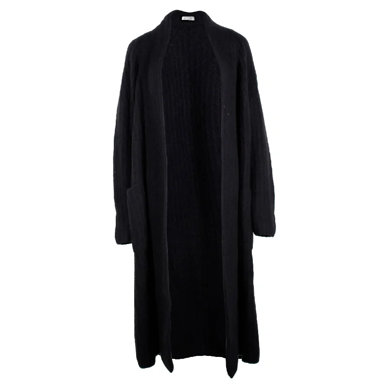 Gabriela Hearst Knitted Open Front Cardigan in Navy Blue Cashmere