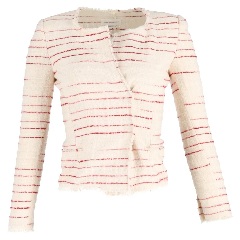 Isabel Marant Étoile Striped Tweed Glenn Jacket in Cream Cotton