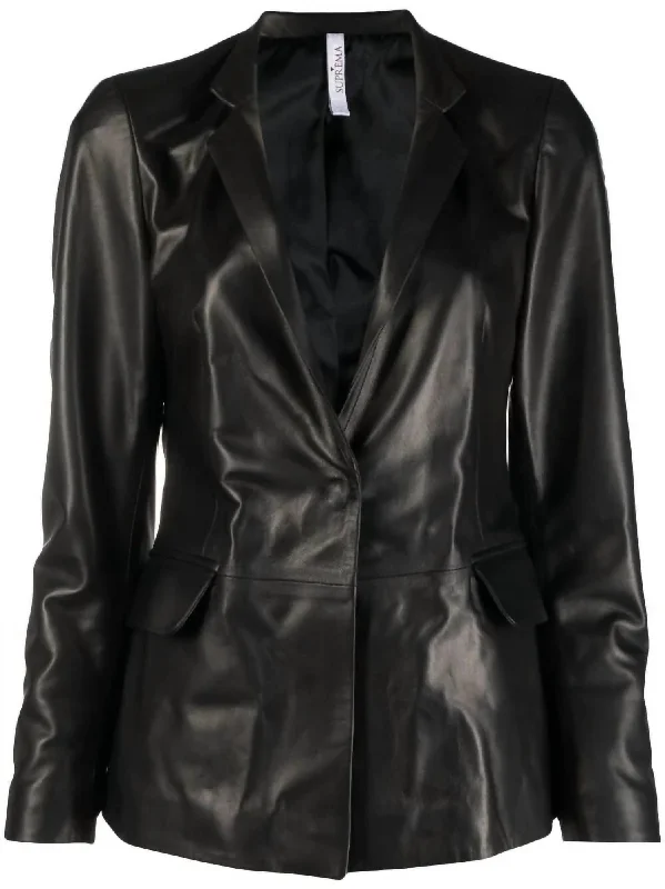 Nero Leather Blazer In Black