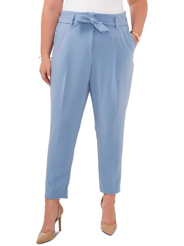 Plus Womens Belted Polyester Ankle Pants