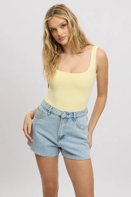 Yellow Square Neck Bodysuit Supersoft