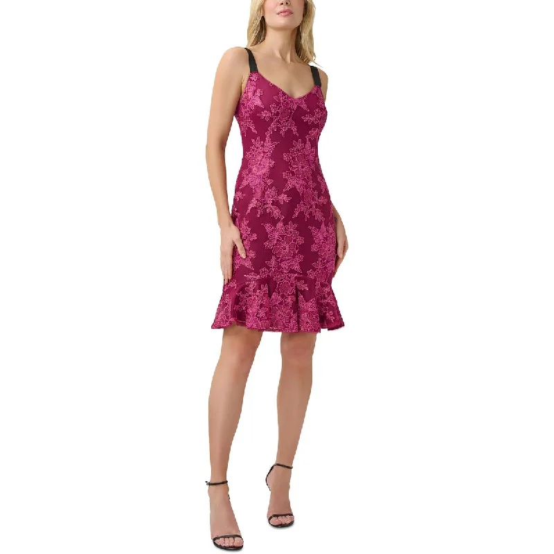 Adrianna Papell Womens Sequined Mini Cocktail and Party Dress