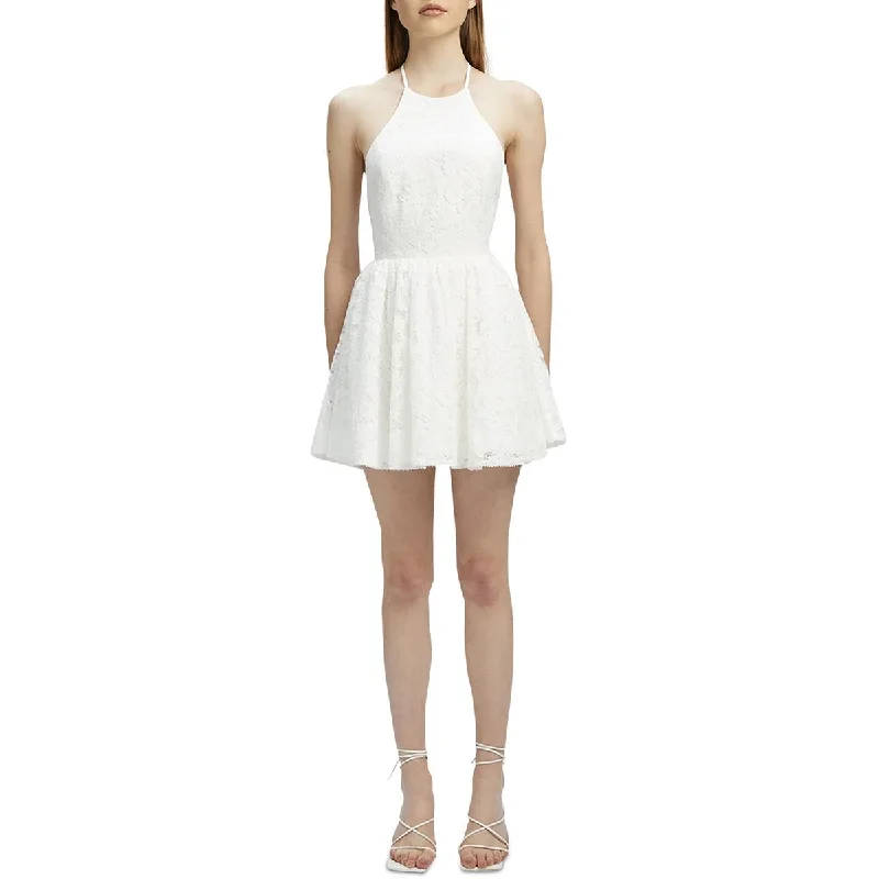 Bardot Womens Lace Mini Halter Dress