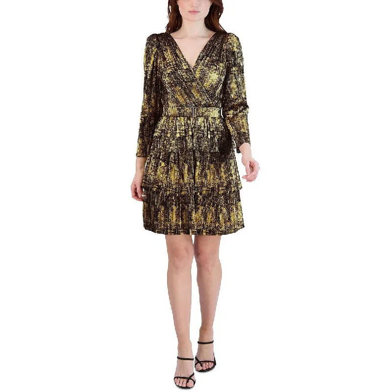 BCBGeneration Womens Metallic Mini Cocktail and Party Dress