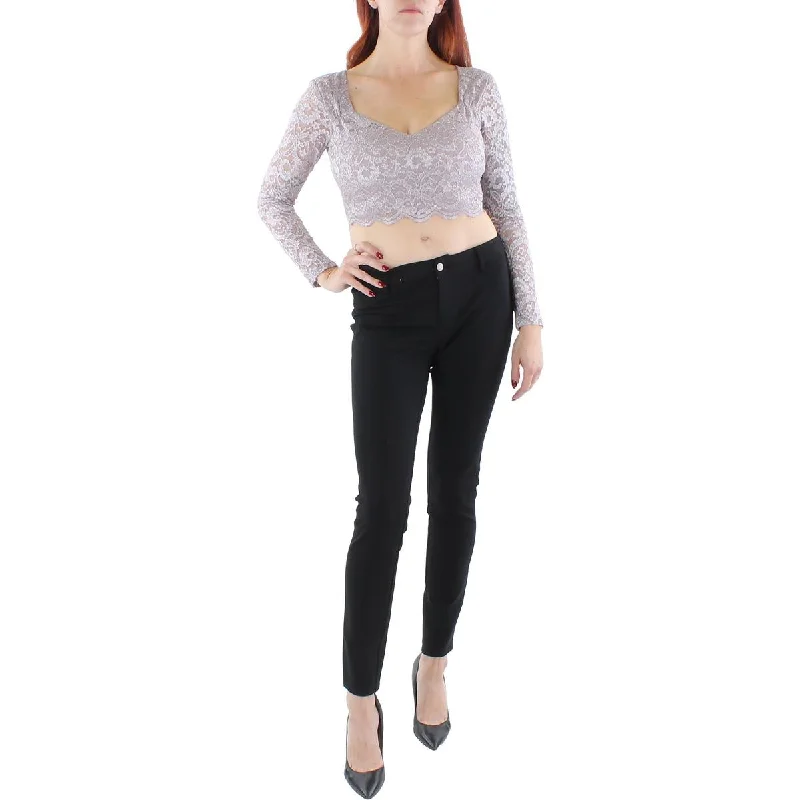 City Studios Womens Juniors Lace Glitter Cropped