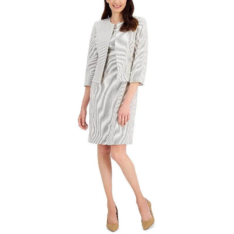 Le Suit Womens Petites Collarless Business Open-Front Blazer