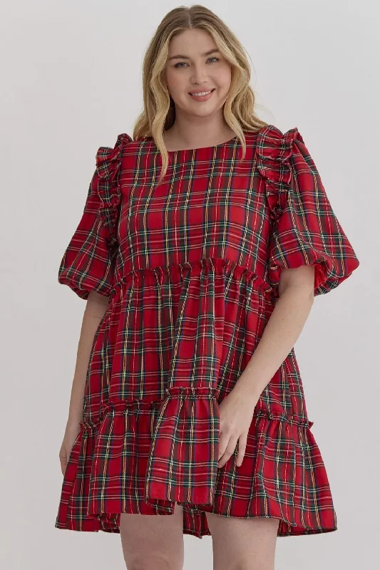 Holiday Magic Red Plaid Dress