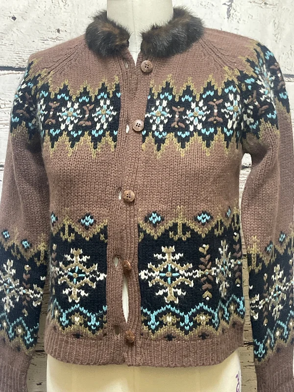 Sweater Cardigan By Icelandic Design In Brown, Size: S