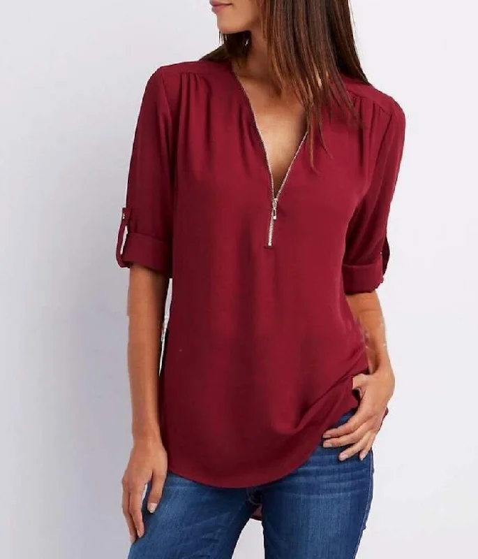 Womens Street Style V Neck Blouse